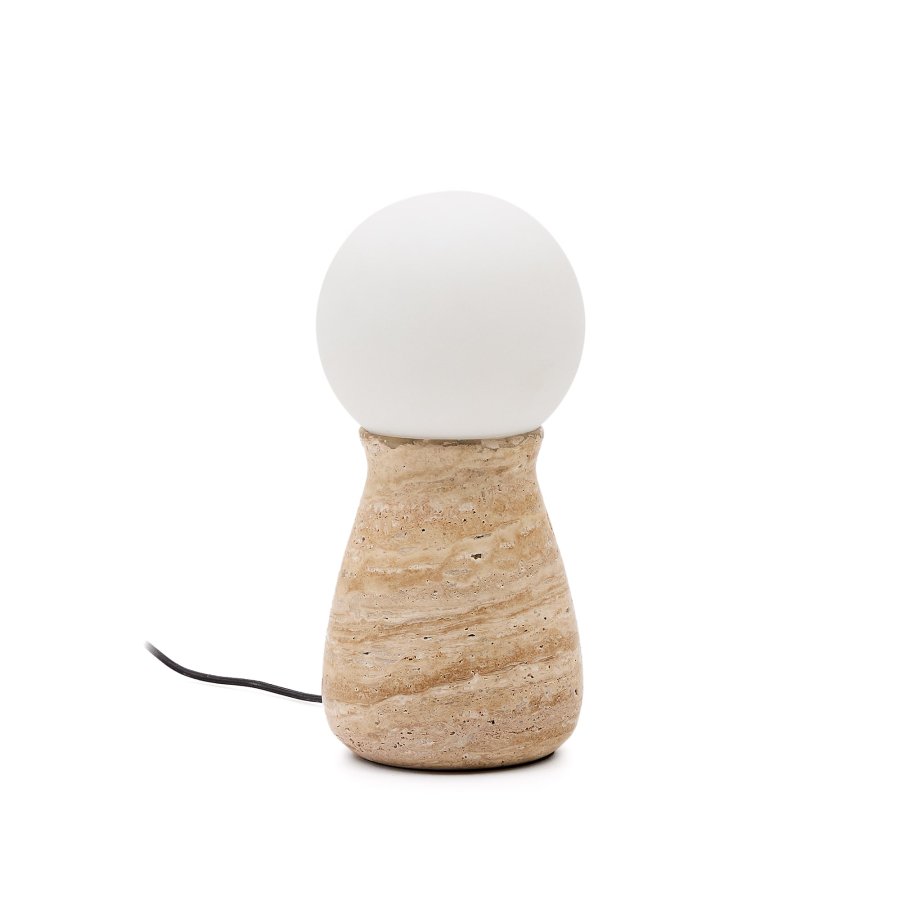 KAVE HOME Okeni bordlampe - glass og beige travertin