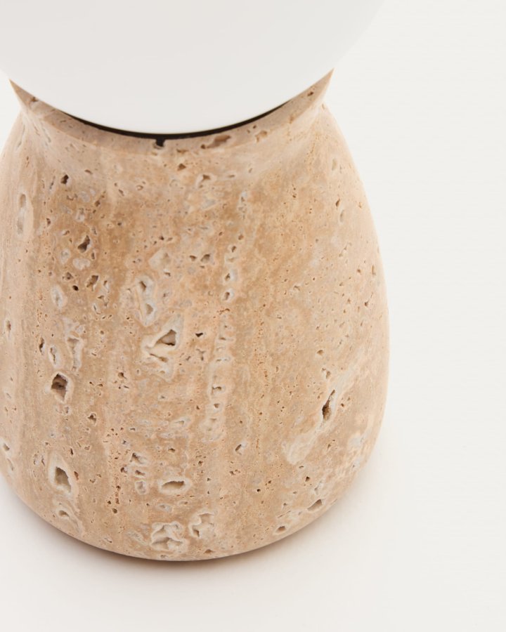 KAVE HOME Okeni bordlampe - glass og beige travertin