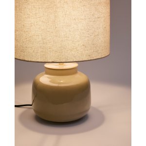 KAVE HOME Tay bordslampa i grön keramik och beige linne