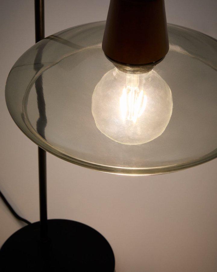 KAVE HOME Silex bordlampe med metallfot i grnt glass