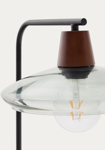 KAVE HOME Silex bordlampe med metallfot i grnt glass