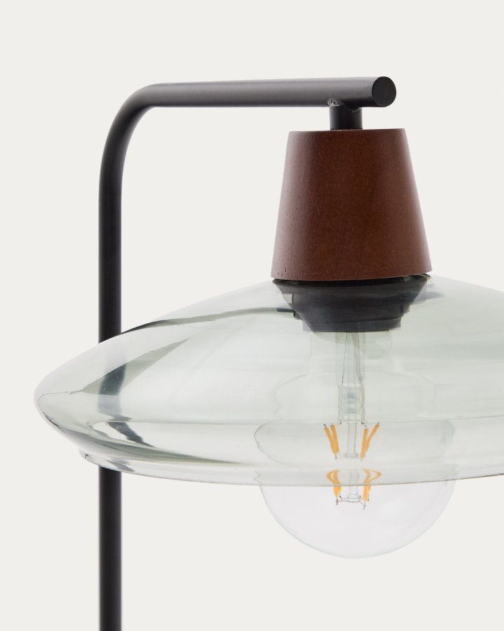 KAVE HOME Silex bordlampe med metallfot i grnt glass