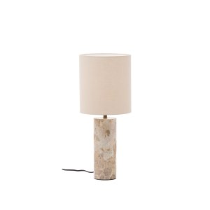 KAVE HOME Raze bordlampe i beige marmor med beige linskjerm