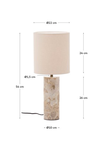 KAVE HOME Raze bordlampe - beige hr og beige marmor
