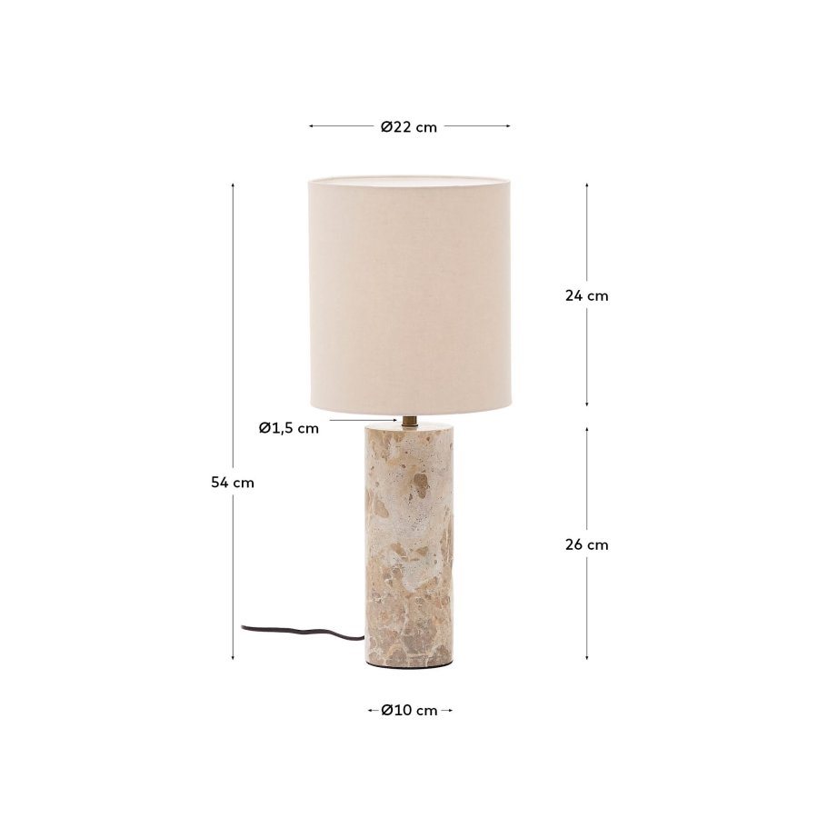 KAVE HOME Raze bordlampe - beige hr og beige marmor