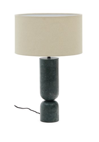 KAVE HOME Vex bordlampe i grnn marmor med gr linskjerm