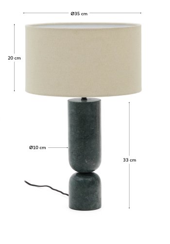 KAVE HOME Vex bordlampe i grnn marmor med gr linskjerm