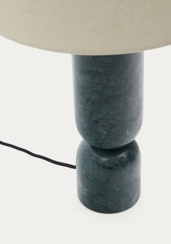 KAVE HOME Vex bordlampe i grnn marmor med gr linskjerm