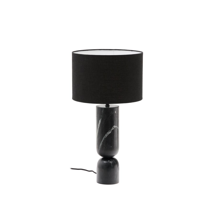 KAVE HOME Vex bordlampe i svart marmor med svart linskjerm