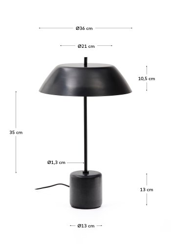 KAVE HOME Sayra bordlampe laget av svart marmor og metall i svartmalt utfrelse