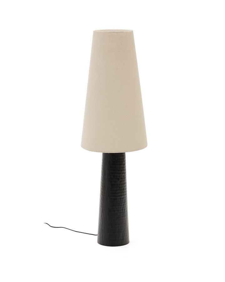 KAVE HOME Senni bordlampe - natur stof og sort metal