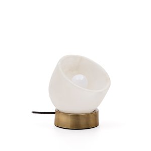 KAVE HOME Shenli bordslampa i alabaster och metall med mssingsfinish