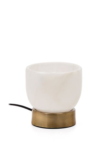 KAVE HOME Shenli bordlampe i alabaster og metall med messingfinish