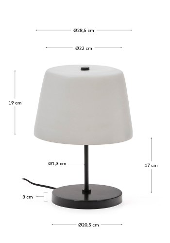 KAVE HOME Nefar bordlampe laget av glasert glass og sink
