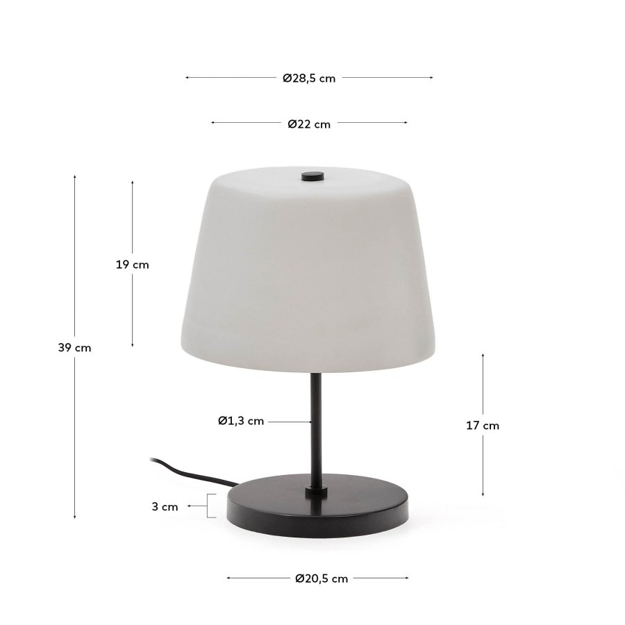 KAVE HOME Nefar bordlampe laget av glasert glass og sink