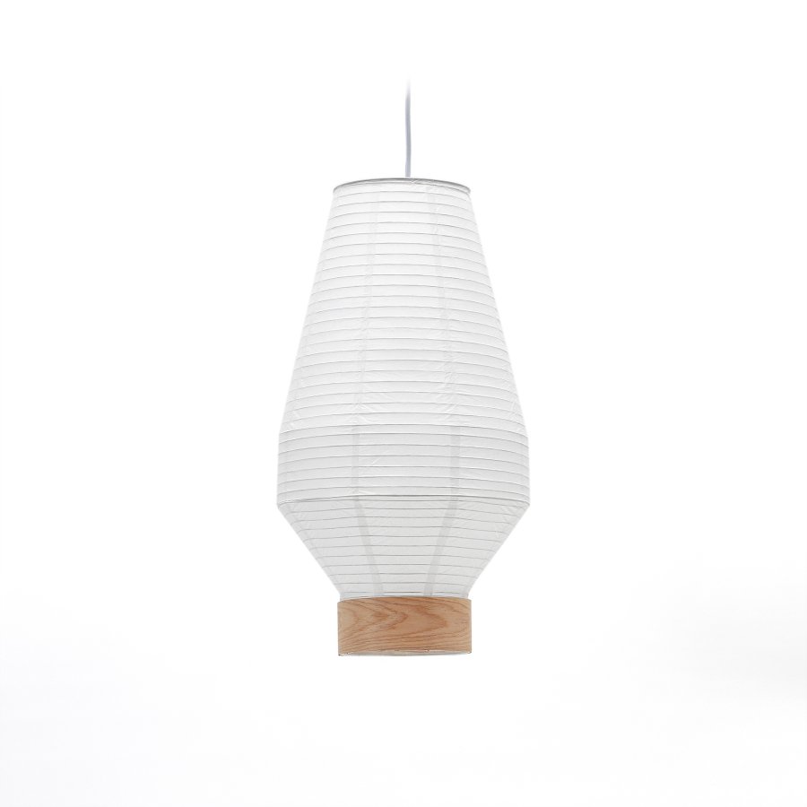 KAVE HOME Hila taklampeskjerm, rund - hvitt papir og naturlig trefiner (30)