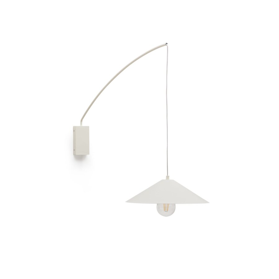 KAVE HOME Kally vegglampe, m. justerbar kabel og svingarm - beige metall