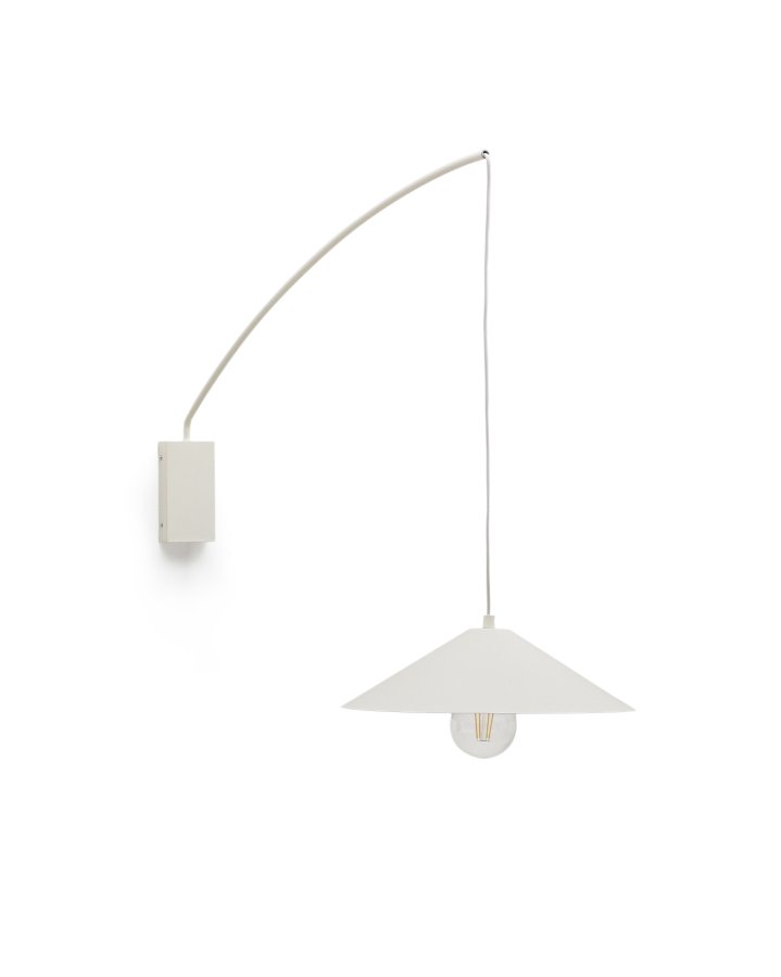 KAVE HOME Kally vegglampe, m. justerbar kabel og svingarm - beige metall