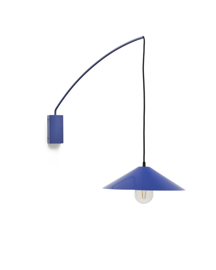 KAVE HOME Kally vegglampe, m. justerbar kabel og svingarm - bltt metall