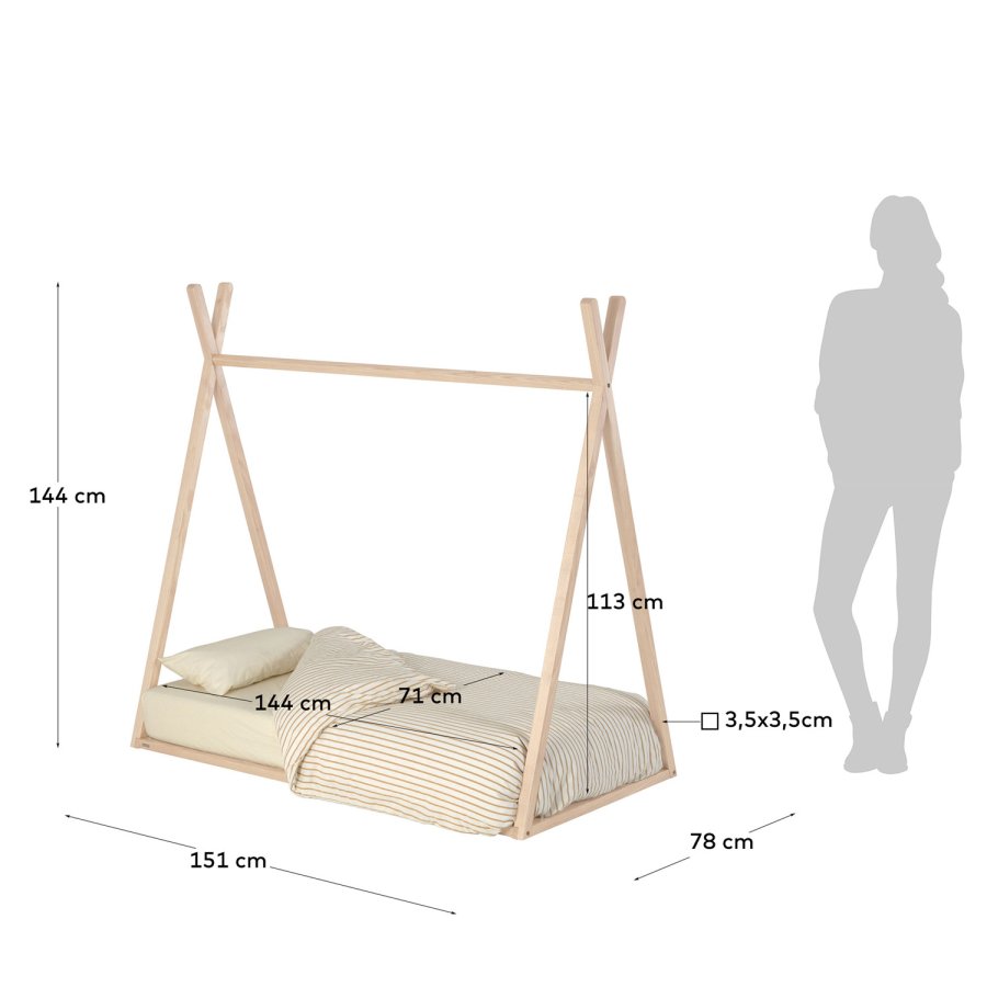 KAVE HOME Maralis tipi barneseng - naturlig ask (70x140)