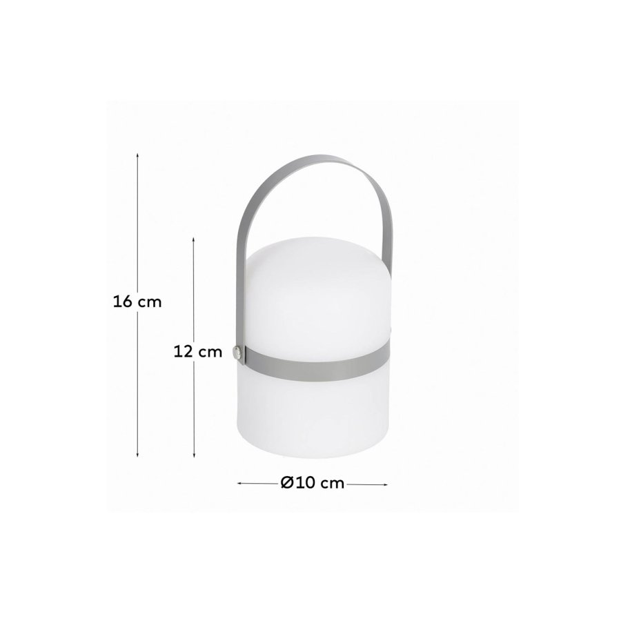 KAVE HOME Janvir oppladbar bordlampe - hvit plast og lysegr metall