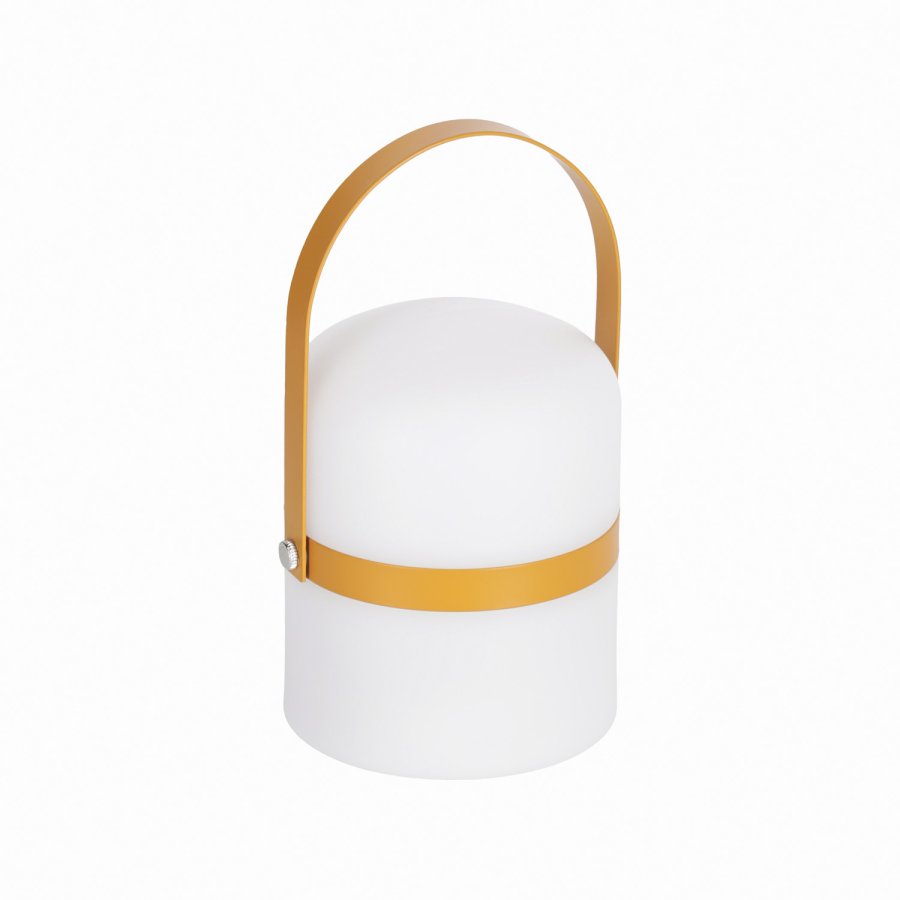 KAVE HOME Janvir oppladbar bordlampe - hvit plast og sennepsgul metall