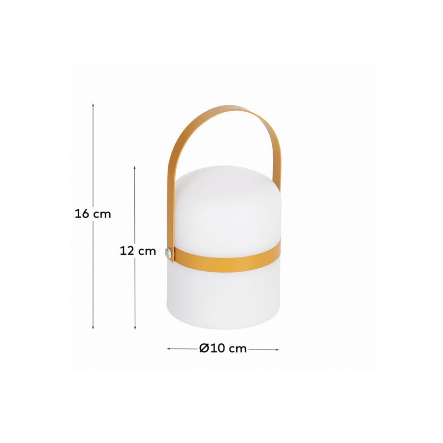 KAVE HOME Janvir oppladbar bordlampe - hvit plast og sennepsgul metall