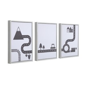 KAVE HOME Nisi bild - vit duk och MDF (set med 3)