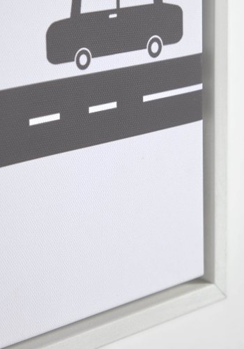 KAVE HOME Nisi-bilde - hvitt lerret og MDF (sett med 3)