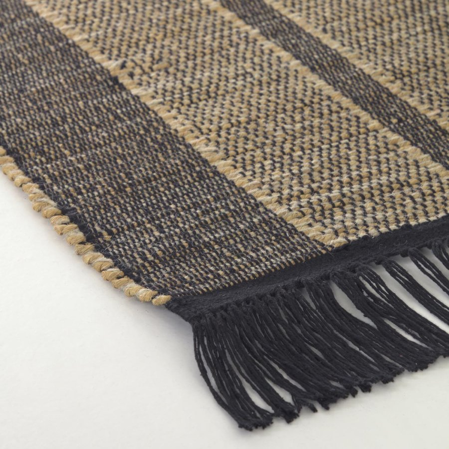 KAVE HOME Brunilda teppe - brunt/svart sjgress/ull/bomull (200x300)
