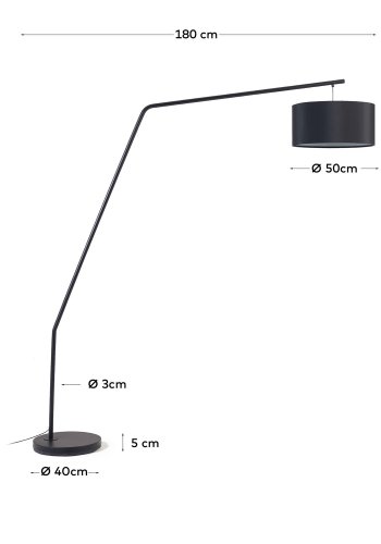 KAVE HOME Ciana gulvlampe - sort bomull/plast/metall