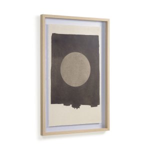 KAVE HOME Naira circular billede - glas, beige og sort lrred, polystyren (90x60)