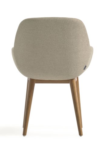KAVE HOME Konna spisebordsstol, m. armln - beige polyester og brun asketr