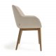 KAVE HOME Konna spisebordsstol, m. armln - beige polyester og brun asketr