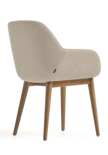 KAVE HOME Konna spisebordsstol, m. armln - beige polyester og brun asketr