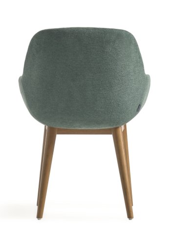 KAVE HOME Konna spisebordstol, med armlener - grnn polyester og brunt ask