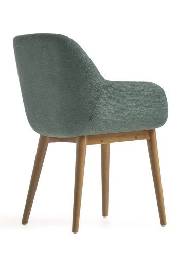 KAVE HOME Konna spisebordstol, med armlener - grnn polyester og brunt ask