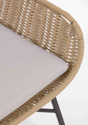 KAVE HOME Abeli lenestol, med stoffpute - beige tau og stl