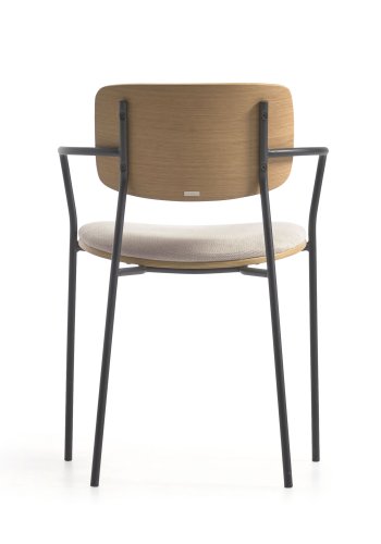 KAVE HOME Maureen spisebordsstol, m. armln - natur egetrsfiner, stof og sort metal