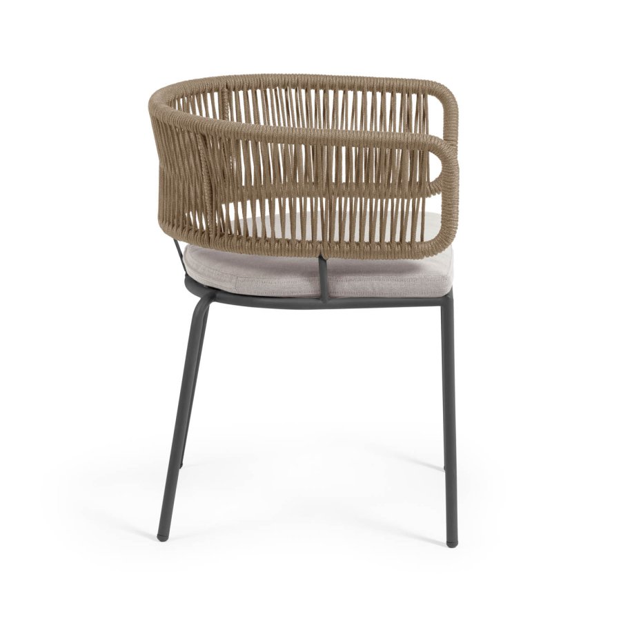 KAVE HOME Nadin spisebordsstol, med stoffpute - beige tau og stl