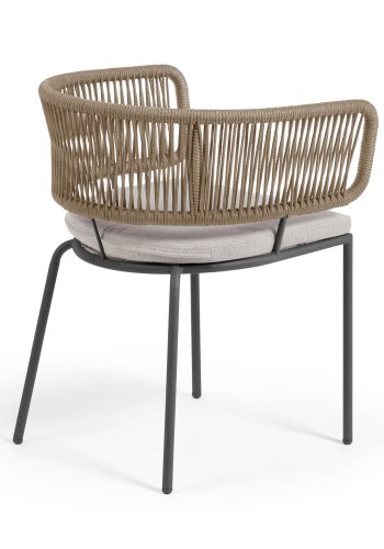 KAVE HOME Nadin spisebordsstol, med stoffpute - beige tau og stl