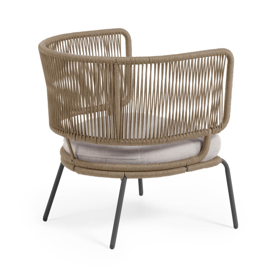 KAVE HOME Nadin lenestol, med stoffpute - beige tau og stl