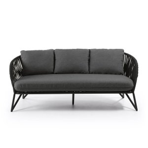 KAVE HOME Branzie 3 pers. sofa, m. stofhynde - sort reb og stl