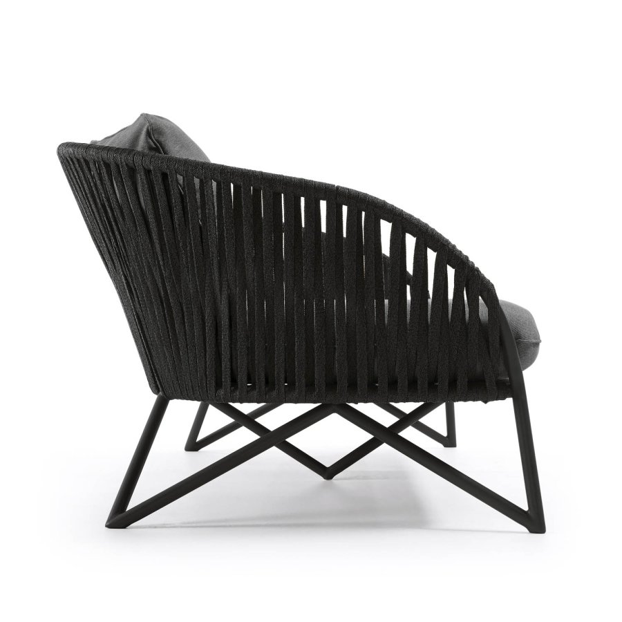 KAVE HOME Branzie 3-manns sofa, med stoffpute - svart tau og stl