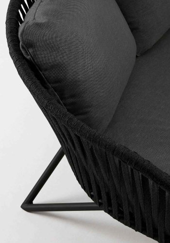 KAVE HOME Branzie 3-manns sofa, med stoffpute - svart tau og stl