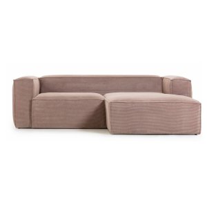 KAVE HOME Block sofa, med h�yre sjeselong - rosa fl�yel