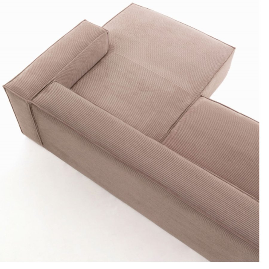 KAVE HOME Blok sofa, m. h�jre chaiselong - rosa fl�jl
