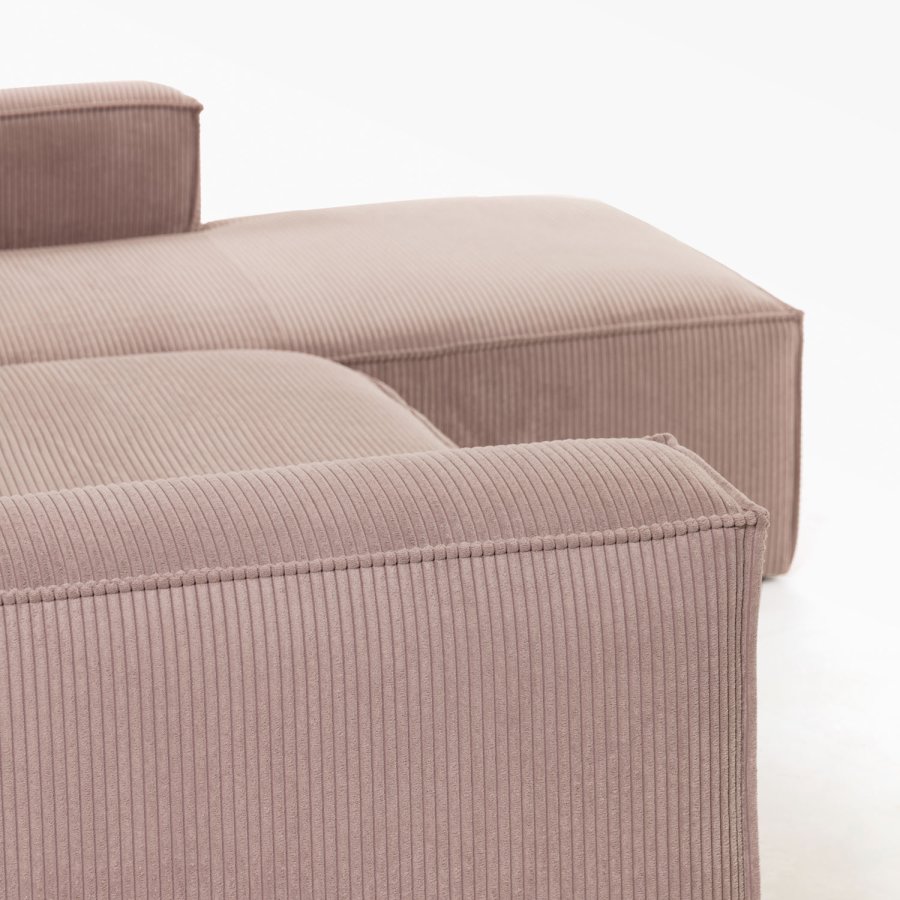 KAVE HOME Blok sofa, m. h�jre chaiselong - rosa fl�jl