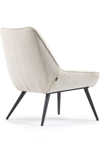 KAVE HOME Marline lenestol - hvitt stoff og sort stl