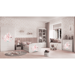 Babydreams juniorseng med hest, m. madras, sengehest og skuffe - hvid laminat (160x80)